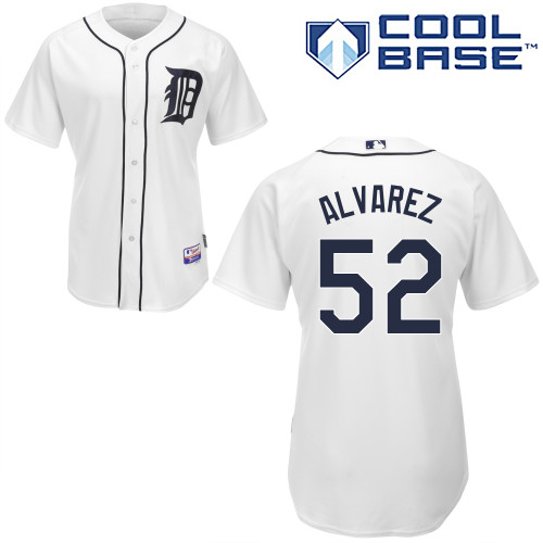 Jose Alvarez #52 MLB Jersey-Detroit Tigers Men's Authentic Home White Cool Base Baseball Jersey